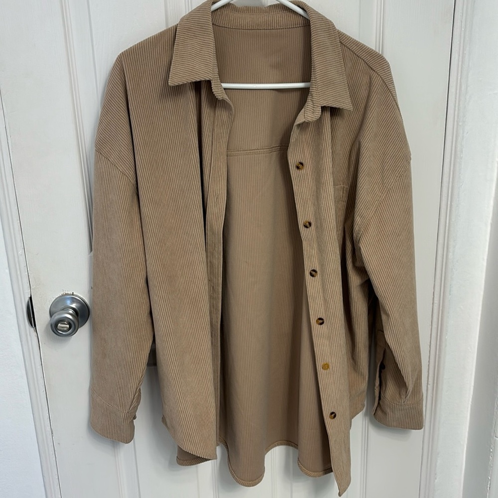 Lightweight corduroy shacket